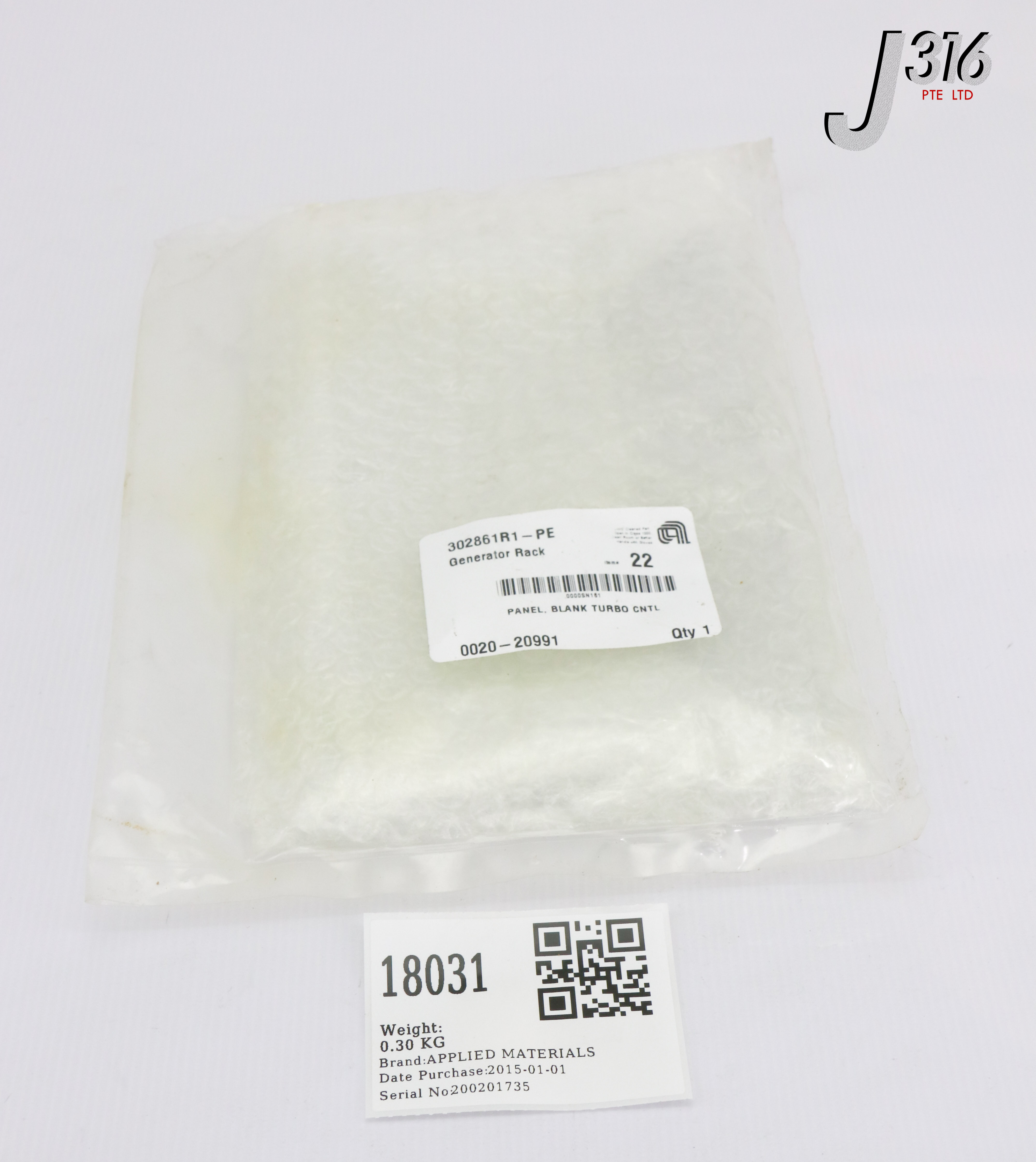 18031 APPLIED MATERIALS PANEL, BLANK TURBO CNTL (NEW) 0020-20991